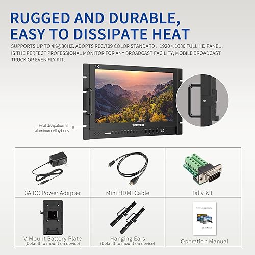 Image of 4K173-9HSD-RM 17.3 inch Rack Mount Broadcast LCD Monitor with 1920x1080 3G-SDI HDMI AV YPbPr