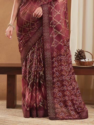 Image of Women's Banarasi Silk With Jacquard Print Saree With Blouse