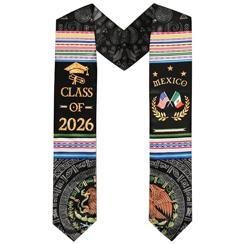 Ulikuwa Mexican Graduation Sash Class of 2026, Hispanic Mexican American Graduation Stole， Graduación Gift for Grads Ceremony (black)