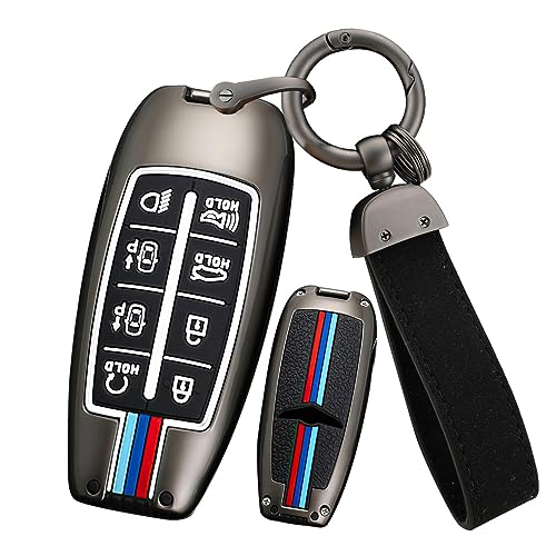 Coque de clé 8 boutons ontto avec porte-clés pour Hyundai Genesis en TPU protection intégrale