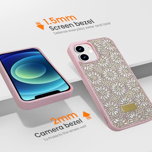 Image of amazon basics Trendy Crystal Case for iPhone 12 and iPhone 12 Pro | Slim and Lightweight | Enhanced Protection | (Pack of 1) (Peach)