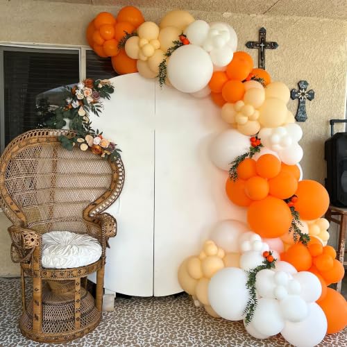 Image of YMSZ Orange Balloons, 100pcs 12Inch Orange and White Balloons