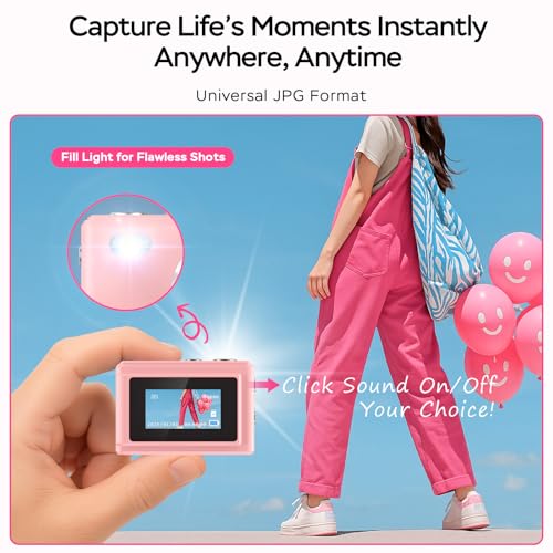 Image of Mini Camera 1080P HD Video Recorder - Keychain Digital Camcorder with 64GB Card, 0.96 inch HD Display, Long Battery Life, Ultra-Portable Tiny Camera for Travel /Vlog /Night Shots (Pink)