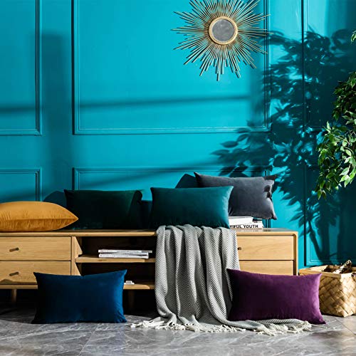 Juspurbet Navy Blue Decorative Lumbar Velvet Throw Pillow Covers 12X20,Pack Of 2 Luxury Soft Solid Cushion Cases For Sofa Couch Bed #TOP2