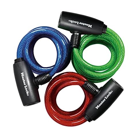 Master Lock 8127TRI Bike Lock Cables with Key, 3 Pack Keyed-Alike Cover