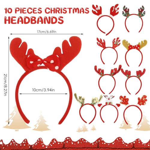 Image of PALAY 10 Pcs Chirstmas Hair Band for Girls Kids Antler Headband Chirstmas Hairbands Chirstmas Party Dress Up Chirstmas Costume Hair Accessories Christmas Gifts for Girls, Boys, Kids