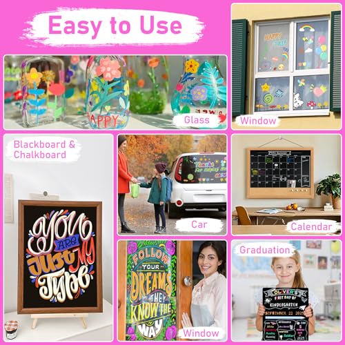 Image of GOTIDEAL Chalk Markers Dual Tips,Erasable Liquid Chalk Marker for Blackboard,Washable Chalk Pens for Auto,Car,Glass,Mirror,Chalkboard,Window markers,24 Colors Chalk Board Markers with Metallic Colors