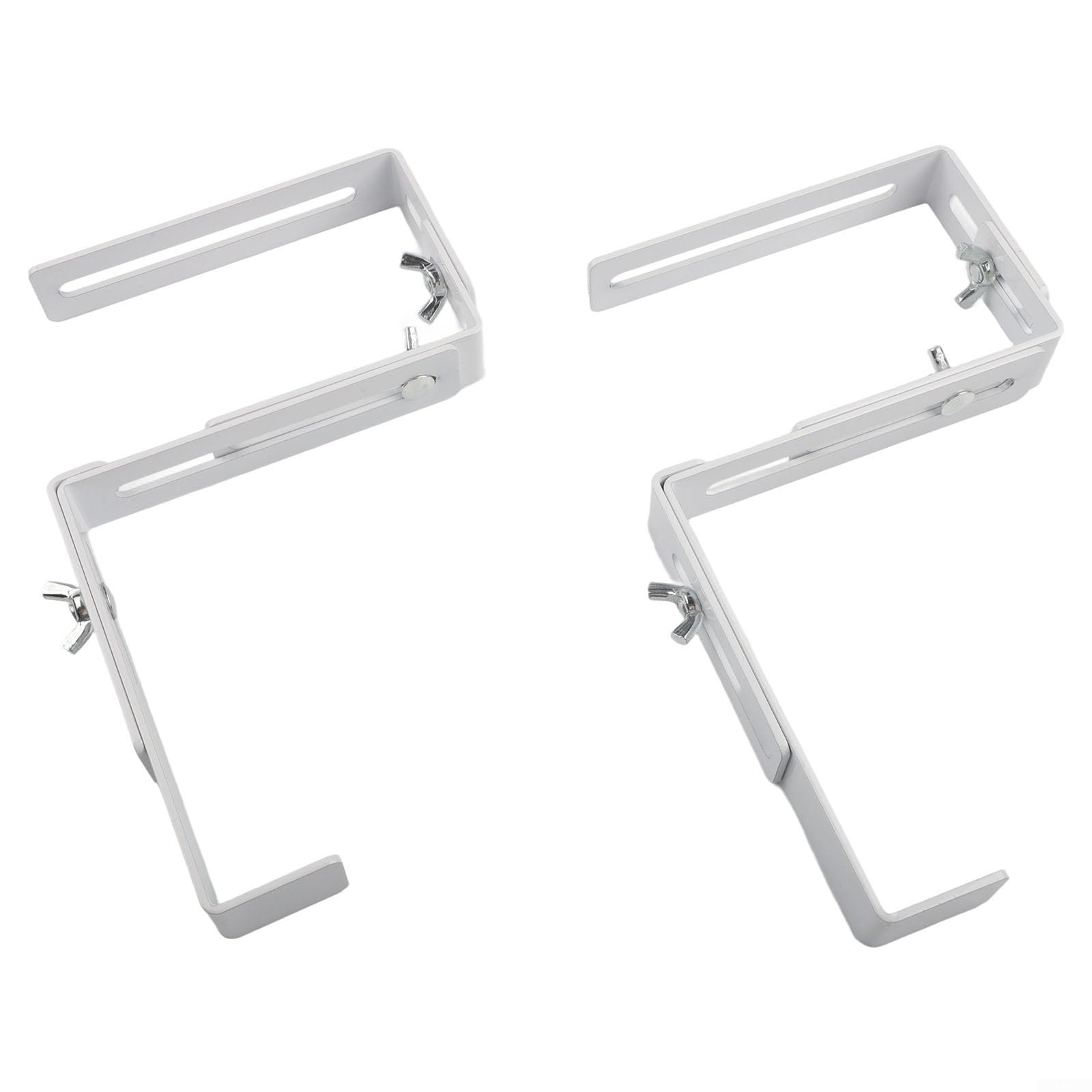 2 Stück verstellbare Kastenhalterung ohne Bohren Eisengeländer Pflanzenständer Balkon Garten Topfhaken Outdoor Hängekorb Unterstützung Weiß Metallgestell mit Edelstahlschrauben für Terrassenzaun