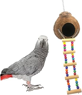 Ipetboom Escada De Escalada Pássaro Pássaro De Brinquedo Casca Casa Ninho De Papagaio Casa De Passarinho Ninho De Pássaro Casca De Coco Ninho De Pássaro Periquito Australiano Gaiola De