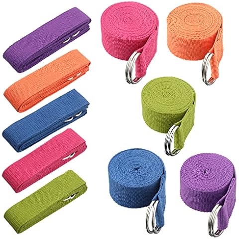 10 Pcs Yoga Straps with Adjustable Metal D Ring Buckle Loop Cover