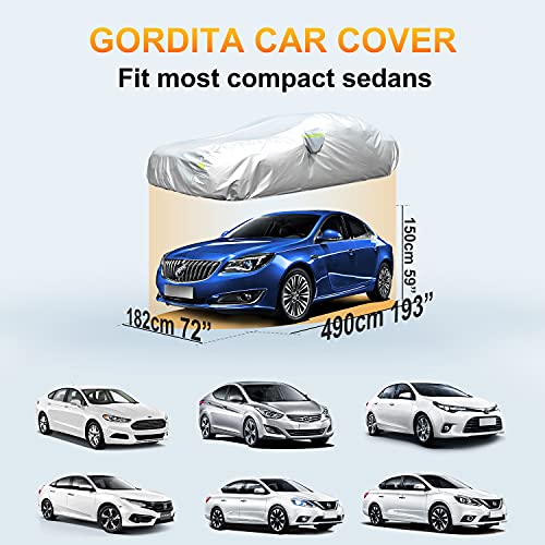 Image of Car Cover Outdoor Sedan Cover Waterproof Windproof All Weather Scratch Resistant Outdoor with Adjustable Buckle Straps for Sedan Fits up to 185''(185''L x 70''W x 60''H)