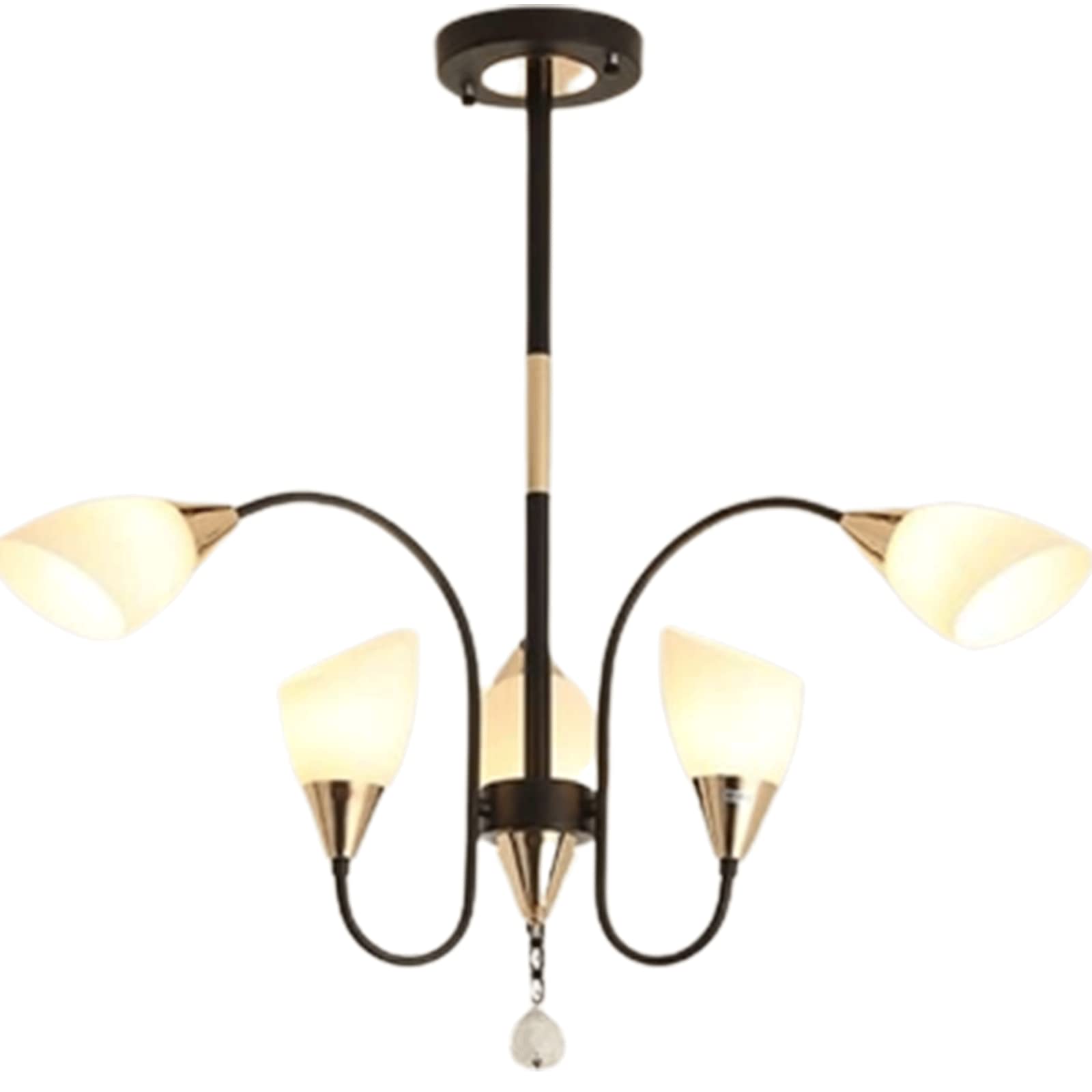 Lampa wisząca E14 kristallen kroonluchter, Scandinavische smeedijzeren LED-hanglamp, prachtige 6 helderglazen lampenkap hangende lampfitting voor slaapkamer Jasny