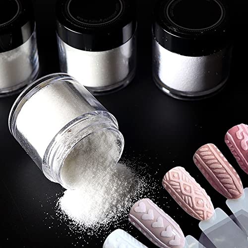 2Jars 0.2Mm Shimmer White Rainbow Nail Glitter Holographic Shining Sugar Nail Glitter Snow Candy Glitter Dust Nail Art Decorations Coat Effect Manicure Accessories Diamond Nails (Transparent) #TOP2