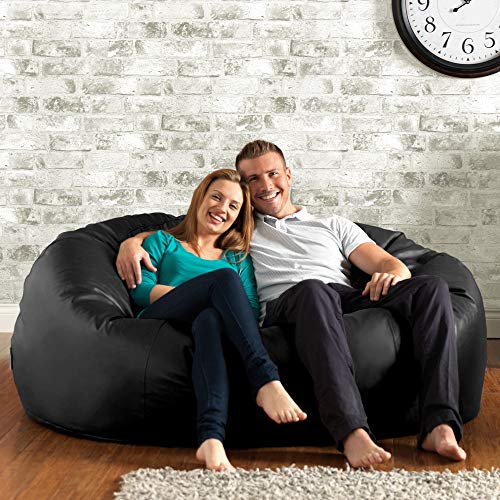 Bean Bag Bazaar Sitzsack für Zweisitzer, Kunstleder, Schwarz, 150 cm x 115 cm, riesiges Wohnzimmer-Sitzsack für… – Bild 3