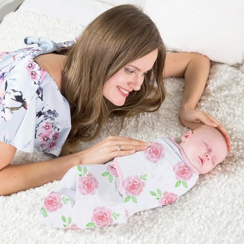 Image of Mama Cheetah Baby Swaddle Sack, 100% Organic Cotton Swaddling Sleep Sack 3-Pack, Infant Blanket, Swaddle Wrap, Easy Swaddles for Girls Large 3-6 Months