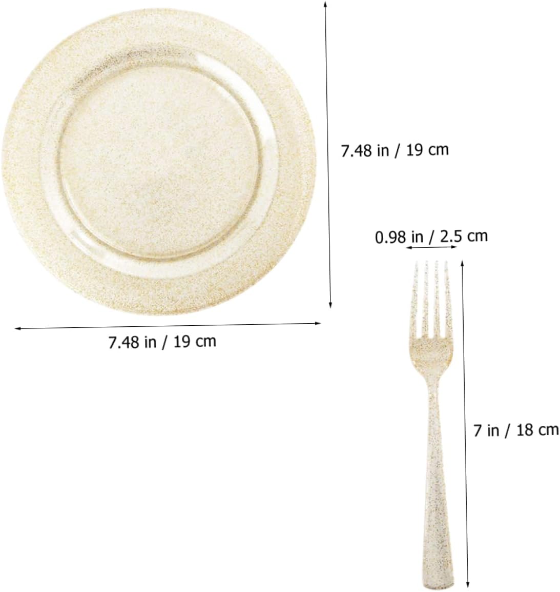 1set Disposable Glitter Party Plates Plastic Dessert Serving Plates Forks for Events Weddings and Celebrations for Appetizers and Desserts