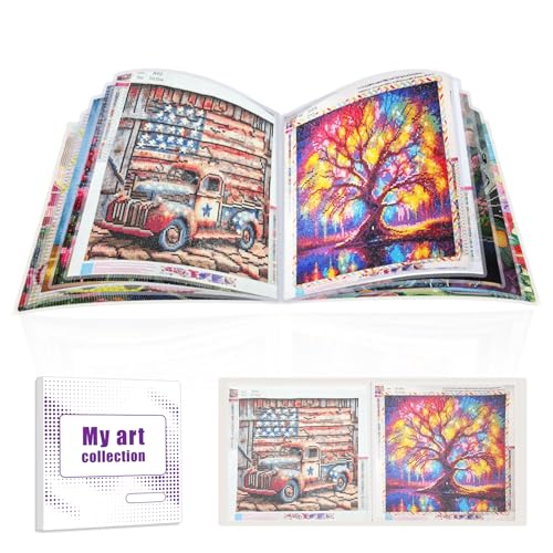 Image of Diamond Art Storage Book with Accessories Painting Storage for Diamond Painting Kits, Tools & Supplies Album 15.7x15.7inch Art Collection Binder Book Square Folder 40x40cm(White)
