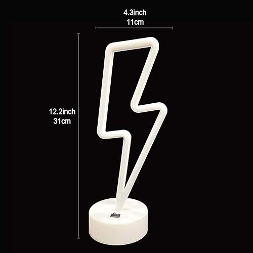 Miniatura 5 de Letrero de neón de rayo morado con base para dormitorio, lámpara de trueno USB/batería, luz nocturna, decoración en forma de LED para escritorio,