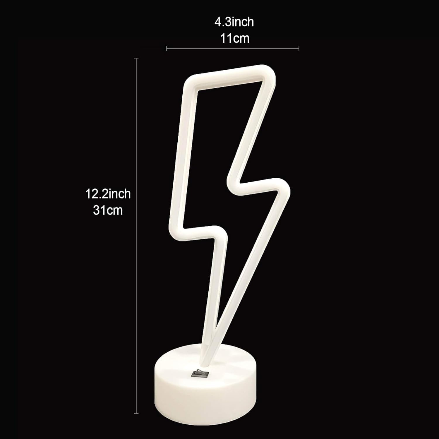 Letreros de neón con forma de rayo, luz de neón púrpura con base para dormitorio, USB/batería, lámpara de neón de trueno, luz nocturna, letrero LED en forma de rayo, decoración para