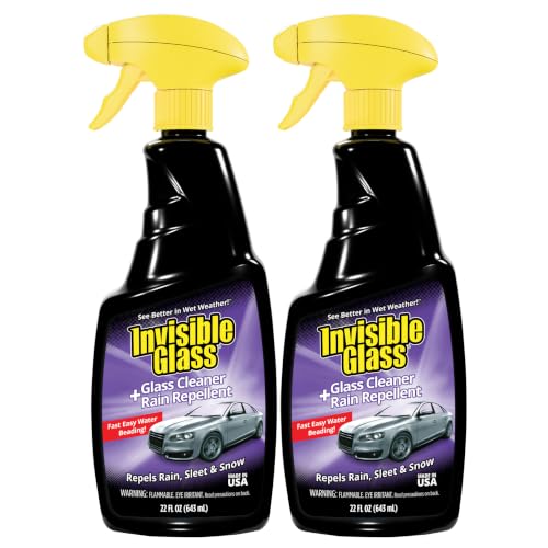 Image of Invisible Glass 92184-2PK Glass Cleaner + Rain Repellent 2-in-1 Windshield and Window Spray, Cleans Auto Glass, Repels Rain, Sleet, Snow, Improves Wet Weather Visibility - 22 fl oz (Pack of 2)