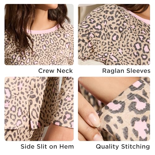 Image of Cuddl Duds Long Sleeve Crewneck Matching Pajamas 2 Piece PJs Set for Women