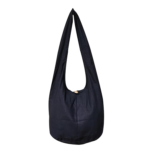 BTP! Thai Monk Buddha Cotton Sling Crossbody Messenger Bag Purse Hippie Hobo Black XL1