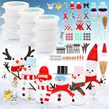 9 Pack Build A Snowman DIY Kit Christmas Crafts for Kids Christmas Stocking Stuffers White Modeling Clay Snowman Kit Winter Themed Party Holiday Activities Indoor Decor Gift Christmas Themed Gifts