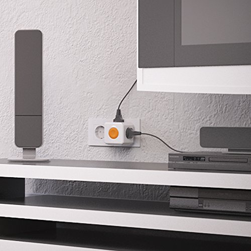 Multiplicador de Tomadas Powercube c/ Controle Remoto e 4 Tomadas, Bivolt, PWC-RM4CR, Laranja e Bran