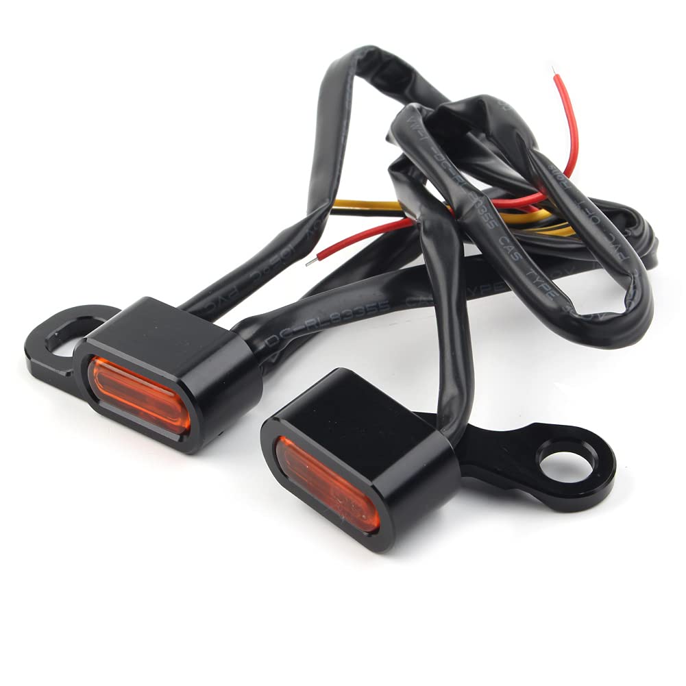Cnfang4 LED Motorcycle Turn Signals Lights Blinker Indicator for Harley for Sportster XL883 XL1200 1996-2003, Dyna 1999-2017, for Softail FLST FXST 2000-2014, Black & Amber Lens