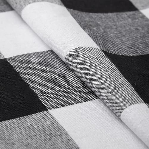 Image of Encasa XO Cotton Table Runner for 4 to 6 Seater | Size 13x72 in | Buffalo Black Checks - Machine Washable & Durable