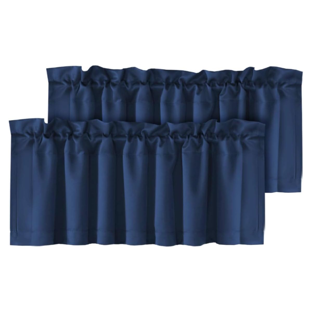 Blackout Valances for Windows,Navy Blue Short Window Valance Curtains for Living Room/Bedroom/Bathroom Privacy Decorative Rod Pocket Kitchen Valances，2 Panels，52" W x 18" L, Navy
