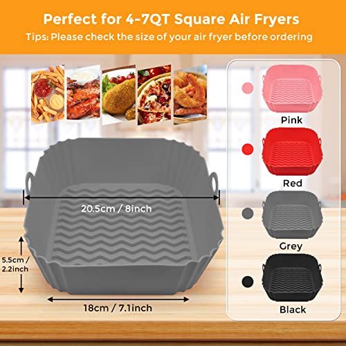 image for GWY Square Air Fryer Silicone Pot, 8 Inch Reusable Heat Resistant Food