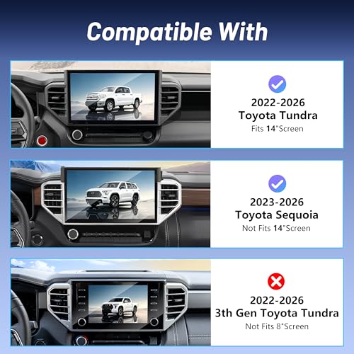 Image of Phone Holder for for Toyota Tundra (2022-2025 2026, 14 Inch) / Toyota Sequoia (2023-26), MagSafe Car Mount Charger,Magnetic Holder,15W Wireless Charging,360 & Hands Free,3rd Gen Tundra Car Gadgets
