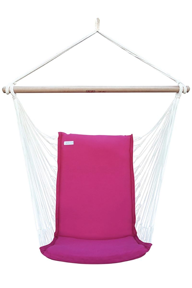 Silla colgante para terraza o salón en color rosa fucsia con respaldo alto