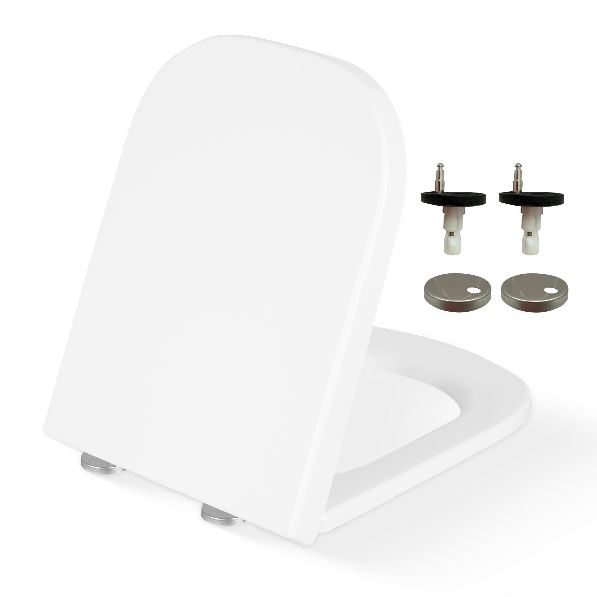 CUQOO Soft Close Toilet Seat Square - Premium Heavy Duty White Toilet Seat with Quick Release, Easy Installation with Two Top Fixing Options, and Adjustable Hinges 44.5cm x 34.5cm โ image 1