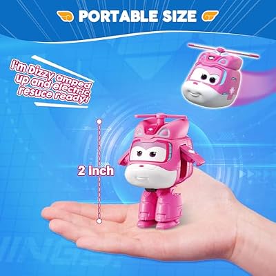 Super Wings Transformable Toys, 2 in Dizzy Robot Transforming Action Figures, 2-in-1 Mode Robot Toys for Boys Girls 4-6 6-8, Fun Plane Toys for Boys Toddlers Kids Age 3 4 5 6 7 8