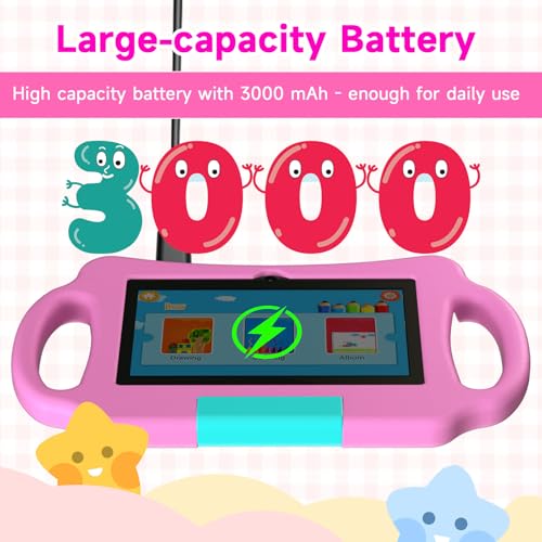 Image of Vyrolina Kids Tablet 7 Inch 4GB RAM 32GB Memory, Lightweight Shockproof Case,Long Battery Life, Parental Control, WiFi Dual Camera for Kids Ages 3-7, Nice Present Gift (Pink)