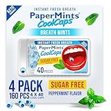 Papermints CoolCaps Instant Fresh Breath Mints Box 40 x 4 Pack, deodorante per respiro e trattamento alito cattivo per adulti, trattamento alitosi - Pulisci e rinfresca dall