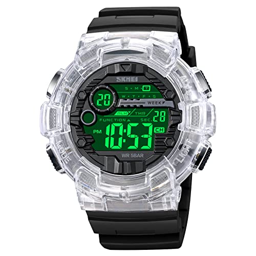 Image of FANMIS Mens Digital LED Sports Watch Military Multifunction Dual Time Alarm Countdown Stopwatch 12H /24H Time Backlight 164FT 50M Waterproof Calendar Month Day Date Watch