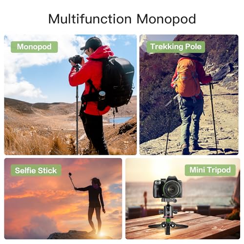 Manbily Camera Monopod with Feet, Aluminum Portable Travel Monopod with Removable Tripod Stand Base for DSLR Canon Nikon Sony Video Camcorder (Green) by Manbily - Image 6