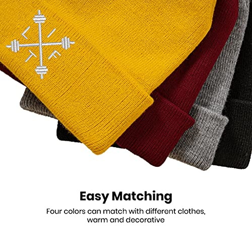 Image of Embroidery Goth Beanie Knit Hats for Men & Women, Embroidery Winter Hats Skull Cap