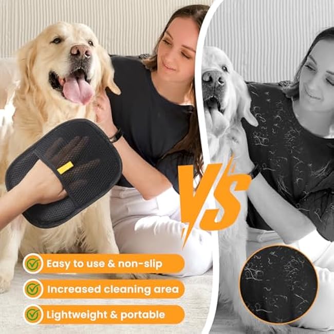 Pet Hair Removal Gloves for Cats & Dogs, 2pcs Reusable Electrostatic Pet Hair Remover Glove, Strong Adsorption Pet Hair Remover Tool to Quickly Clean Animal Hair for Clothes, Bedding, Sofa, Carpet-SZXni8xc