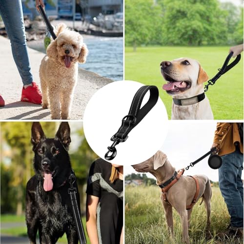 Kurzführer Hund 30cm, Hundeleine kurz mit Metallclip und Weiche Polsterung, Reflektierend Nylon Hundeleine Geeignet für Mittlere Große Hunde(Orange,S)