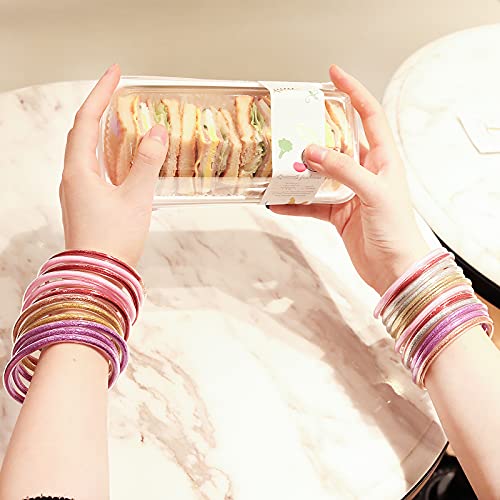 Ybmycm Glitter Jelly Bangles Bracelets Set For Women-Glitter Filled Jelly Silicone Bracelets For Girls #TOP2