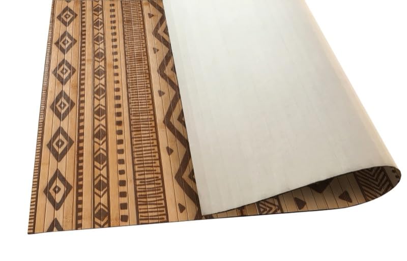 STOR PLANET | Alfombra Bambú Natural, Alfombra Moderna Efecto Tarima sin Ribete, Alfombras Bambú Antideslizantes para Salón, Pasillo, Baño. Alfombras Grandes hasta 2,4m | Etnic Natural, 140x200cm