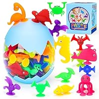 Flnlano Baby Bath Toys for Toddlers 3+, Suction Toys for Kids 3-7 Years Old, Sensory Travel Toys for Boys Girls