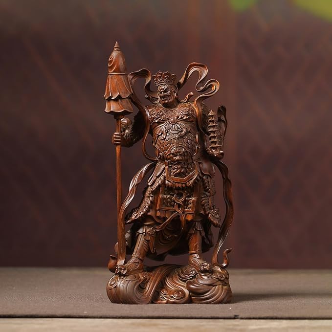 Amazon｜柘植（ツゲ）製 木彫り 七福神 毘沙門天 仏像 置物 彫刻 本木
