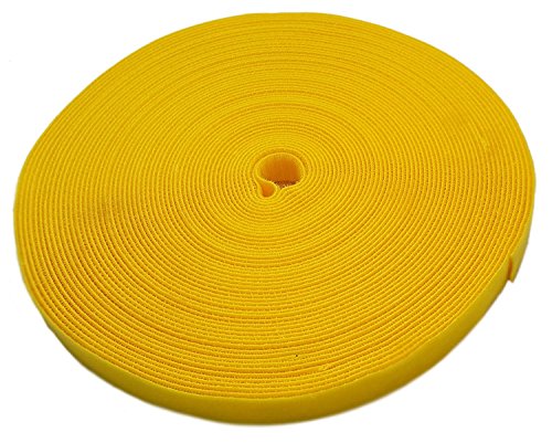 Image of iMBAPrice Yellow Cable Fastening Tape - 0.75 inch Single Wrap Hook & Loop (75 feet) 25 Yards Long