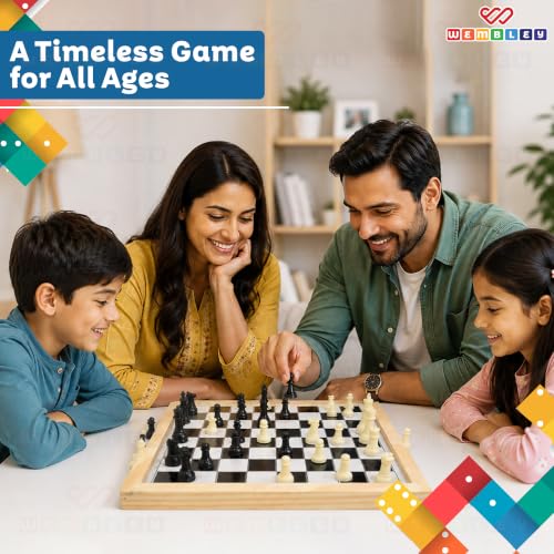 Image of Wembley 2 in 1 Magnetic Wooden Chess Board Set and Ludo Board Game, Magnetic Chess Set with Pieces, Ludo Game for Kids, Family Board Game for Boys and Girls