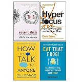 Essentialism, Hyperfocus, How to Talk to Anyone, Eat That Frog! 4 Books Collection Set